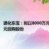 通化东宝：拟以8000万元-1.2亿元回购股份