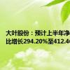 大叶股份：预计上半年净利润同比增长294.20%至412.46%