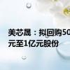 美芯晟：拟回购5000万元至1亿元股份