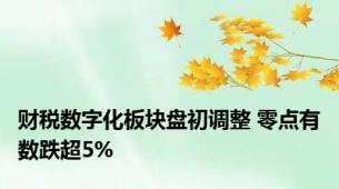 财税数字化板块盘初调整 零点有数跌超5%