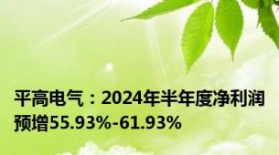 平高电气：2024年半年度净利润预增55.93%-61.93%