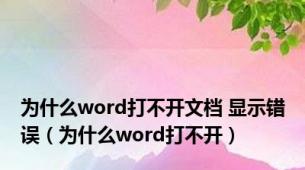 为什么word打不开文档 显示错误（为什么word打不开）