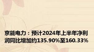 京能电力：预计2024年上半年净利润同比增加约135.90%至160.33%