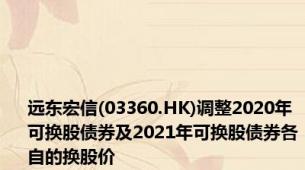 远东宏信(03360.HK)调整2020年可换股债券及2021年可换股债券各自的换股价