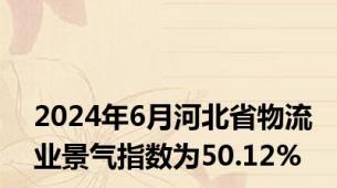 2024年6月河北省物流业景气指数为50.12%