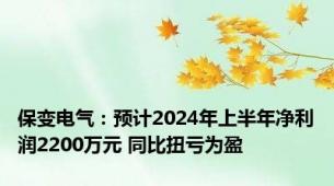 保变电气：预计2024年上半年净利润2200万元 同比扭亏为盈