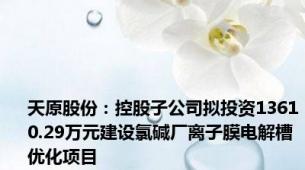 天原股份：控股子公司拟投资13610.29万元建设氯碱厂离子膜电解槽优化项目