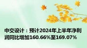 中交设计：预计2024年上半年净利润同比增加160.66%至169.07%