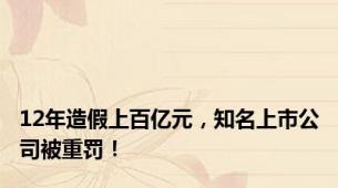 12年造假上百亿元，知名上市公司被重罚！