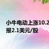 小牛电动上涨10.24%，报2.1美元/股