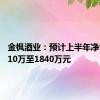 金枫酒业：预计上半年净亏损1510万至1840万元