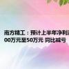 南方精工：预计上半年净利润亏损100万元至50万元 同比减亏