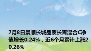 7月8日景顺长城品质长青混合C净值增长0.24%，近6个月累计上涨20.26%