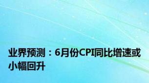 业界预测：6月份CPI同比增速或小幅回升