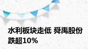 水利板块走低 舜禹股份跌超10%