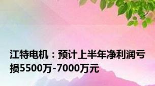 江特电机：预计上半年净利润亏损5500万-7000万元