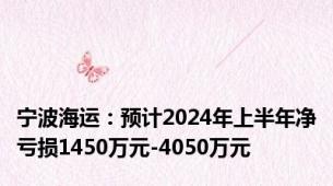 宁波海运：预计2024年上半年净亏损1450万元-4050万元