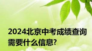 2024北京中考成绩查询需要什么信息?