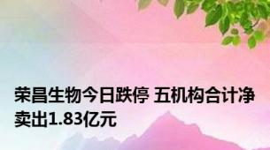 荣昌生物今日跌停 五机构合计净卖出1.83亿元