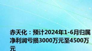 赤天化：预计2024年1-6月归属净利润亏损3000万元至4500万元