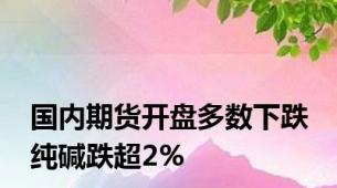 国内期货开盘多数下跌 纯碱跌超2%