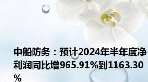 中船防务：预计2024年半年度净利润同比增965.91%到1163.30%