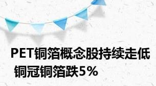 PET铜箔概念股持续走低 铜冠铜箔跌5%