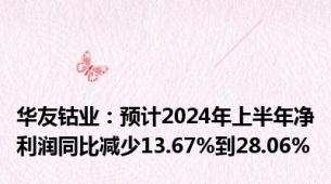 华友钴业：预计2024年上半年净利润同比减少13.67%到28.06%