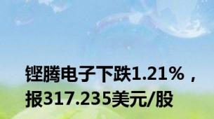 铿腾电子下跌1.21%，报317.235美元/股