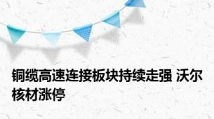 铜缆高速连接板块持续走强 沃尔核材涨停