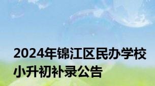 2024年锦江区民办学校小升初补录公告