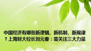 中国经济有哪些新逻辑、新机制、新规律？上海财大校长刘元春：需关注三大力量