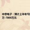 中京电子：预计上半年亏损6800万-7800万元