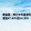 新益昌：预计半年度净利润同比增加47.40%到54.20%