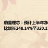 蔚蓝锂芯：预计上半年净利润同比增长248.14%至320.17%