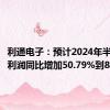 利通电子：预计2024年半年度净利润同比增加50.79%到83.89%