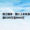 珠江钢琴：预计上半年净利润亏损6200万至8600万