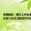 牧原股份：预计上半年净利润9亿至11亿元 同比扭亏为盈