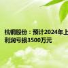 杭钢股份：预计2024年上半年净利润亏损3500万元