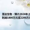 圣达生物：预计2024年上半年净利润1800万元至2200万元