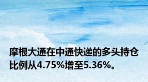 摩根大通在中通快递的多头持仓比例从4.75%增至5.36%。