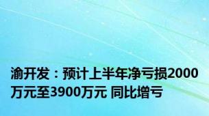 渝开发：预计上半年净亏损2000万元至3900万元 同比增亏