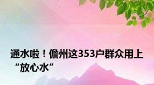 通水啦！儋州这353户群众用上“放心水”