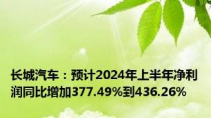 长城汽车：预计2024年上半年净利润同比增加377.49%到436.26%