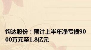 钧达股份：预计上半年净亏损9000万元至1.8亿元
