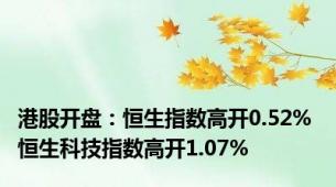 港股开盘：恒生指数高开0.52% 恒生科技指数高开1.07%