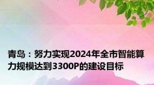 青岛：努力实现2024年全市智能算力规模达到3300P的建设目标