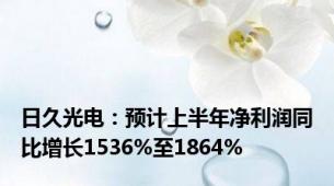 日久光电：预计上半年净利润同比增长1536%至1864%