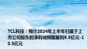 TCL科技：预计2024年上半年归属于上市公司股东的净利润预期盈利9.5亿元-10.5亿元