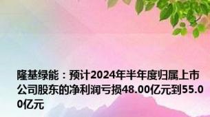 隆基绿能：预计2024年半年度归属上市公司股东的净利润亏损48.00亿元到55.00亿元